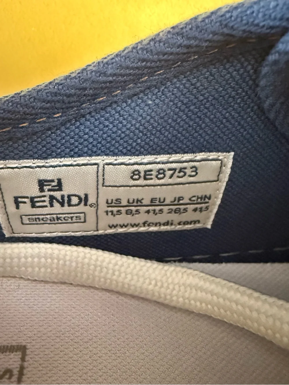 Fendi Blue Denim FF Logo Sneakers with White Laces